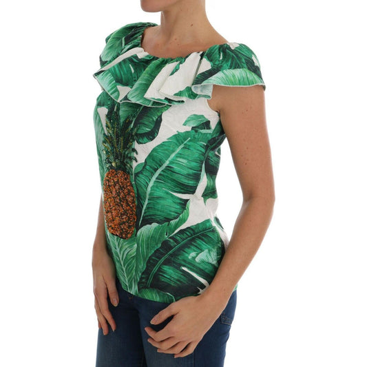 Dolce & Gabbana Pineapple Banana Sequins Blouse T-shirt