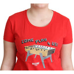 Moschino Chic Red Cotton Tee with Playful Print Moschino Wheat