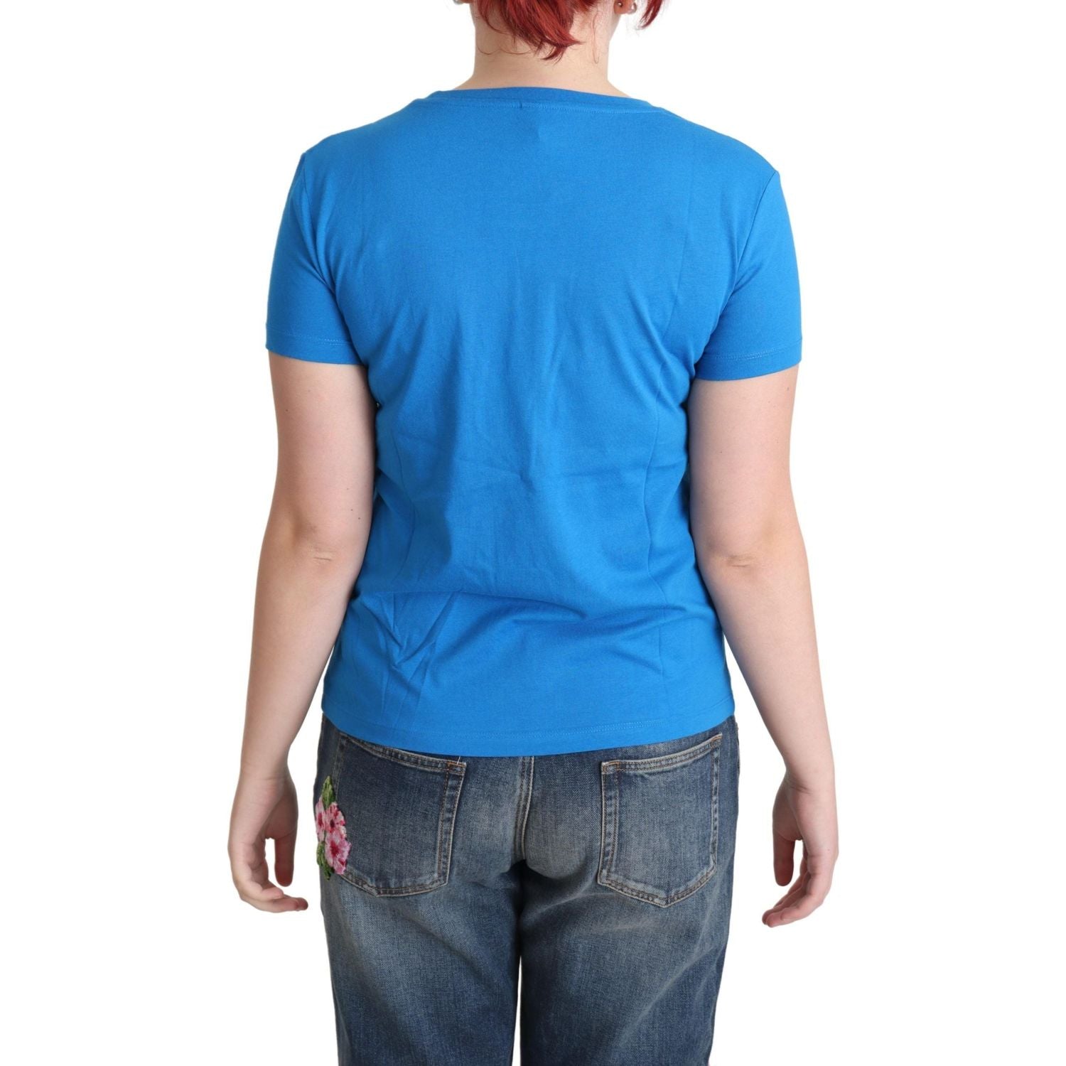 蓝色别致字母棉质 T 恤