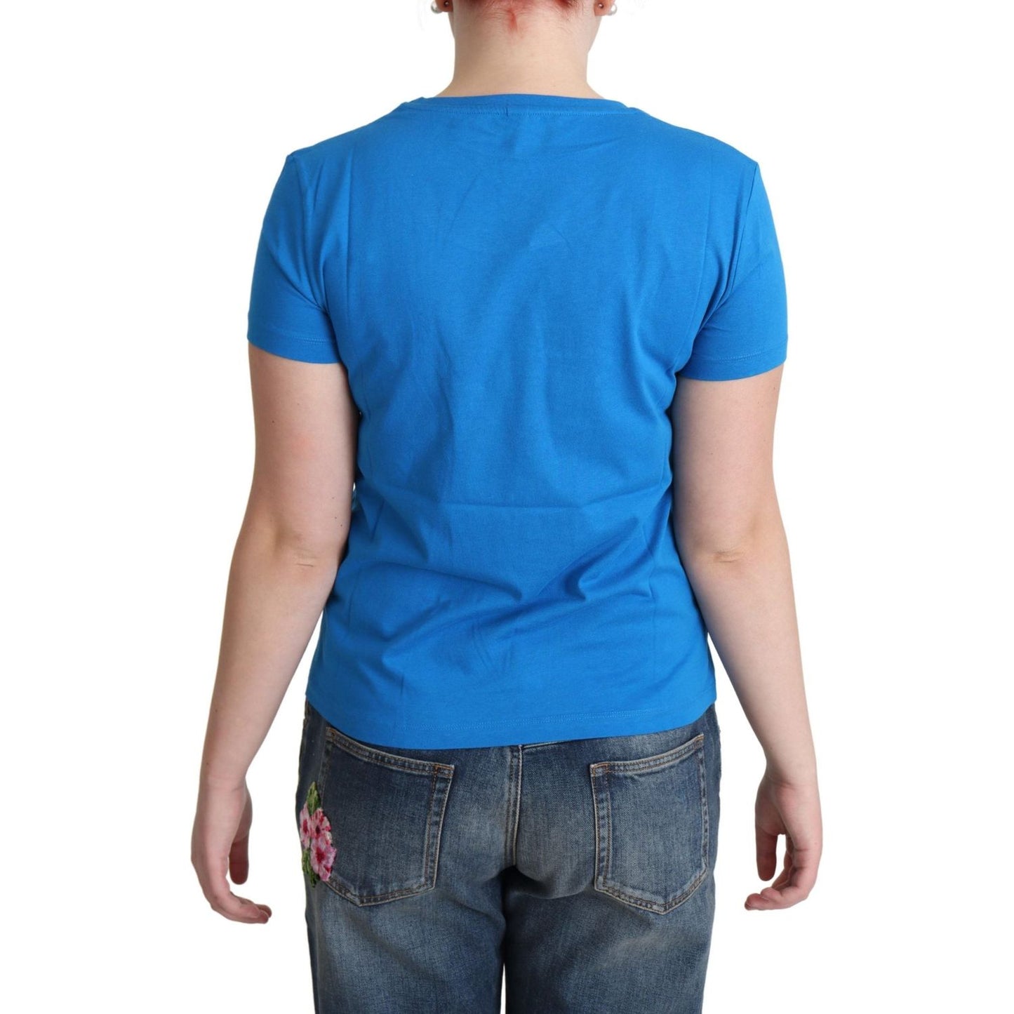 Moschino Blue Cotton Come Play 4 Us Print T-shirt TSH5077-42