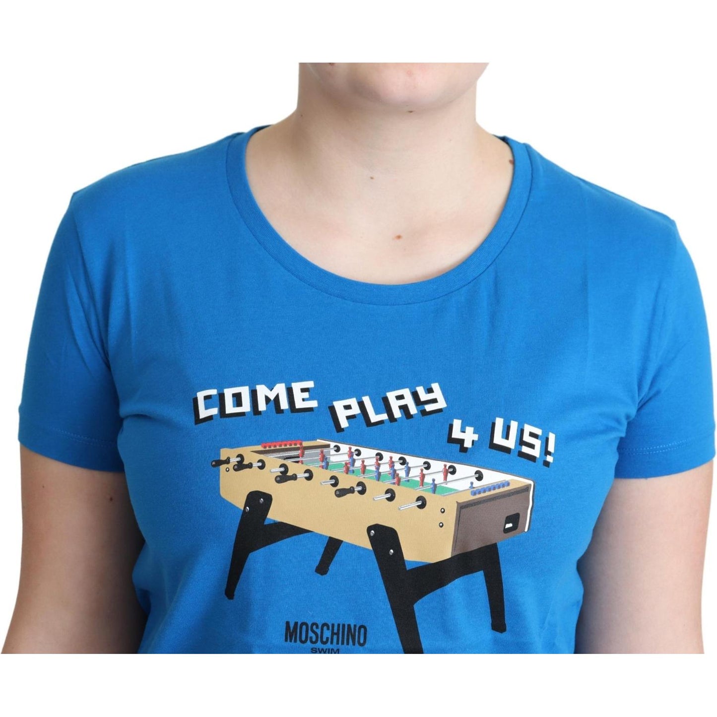 Moschino Blue Cotton Come Play 4 Us Print T-shirt TSH5077-42