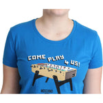 Moschino Blue Cotton Come Play 4 Us Print T-shirt TSH5077-42