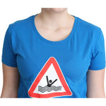Moschino Blue Cotton Swim Graphic Triangle T-shirt TSH5078-42