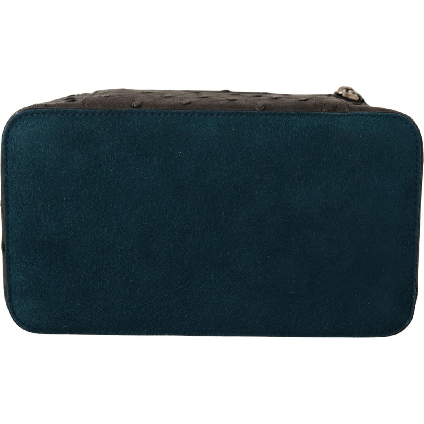 Dolce & Gabbana Gray Skin Leather Vanity Case Toiletry Shaving Bag