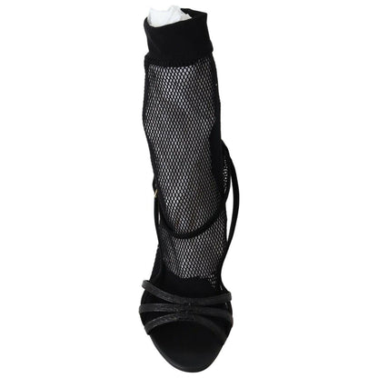 Dolce & Gabbana Black Suede Short Boots Sandals Shoes WOMAN SANDALS