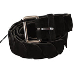 GF Ferre Black WX Silver Tone Buckle Waist Belt BEL61004 -100