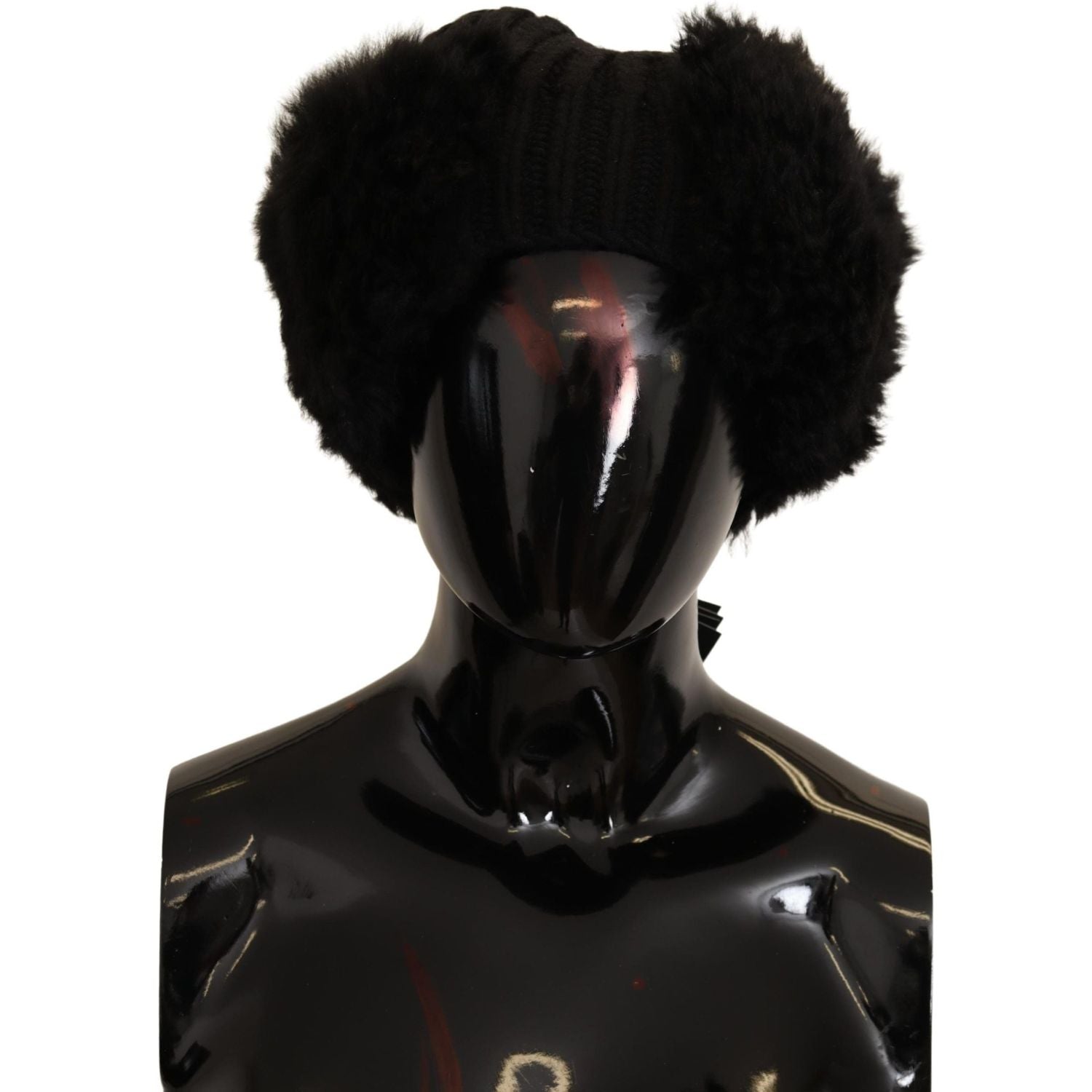 Dolce & Gabbana Black Cashmere Fur Women Beanie Women Hat