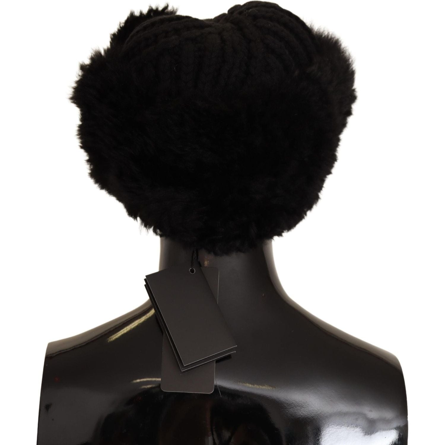 Dolce & Gabbana Black Cashmere Fur Women Beanie Women Hat