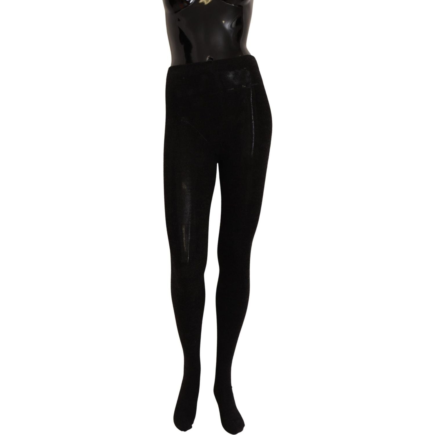 优雅黑色羊毛弹力紧身裤