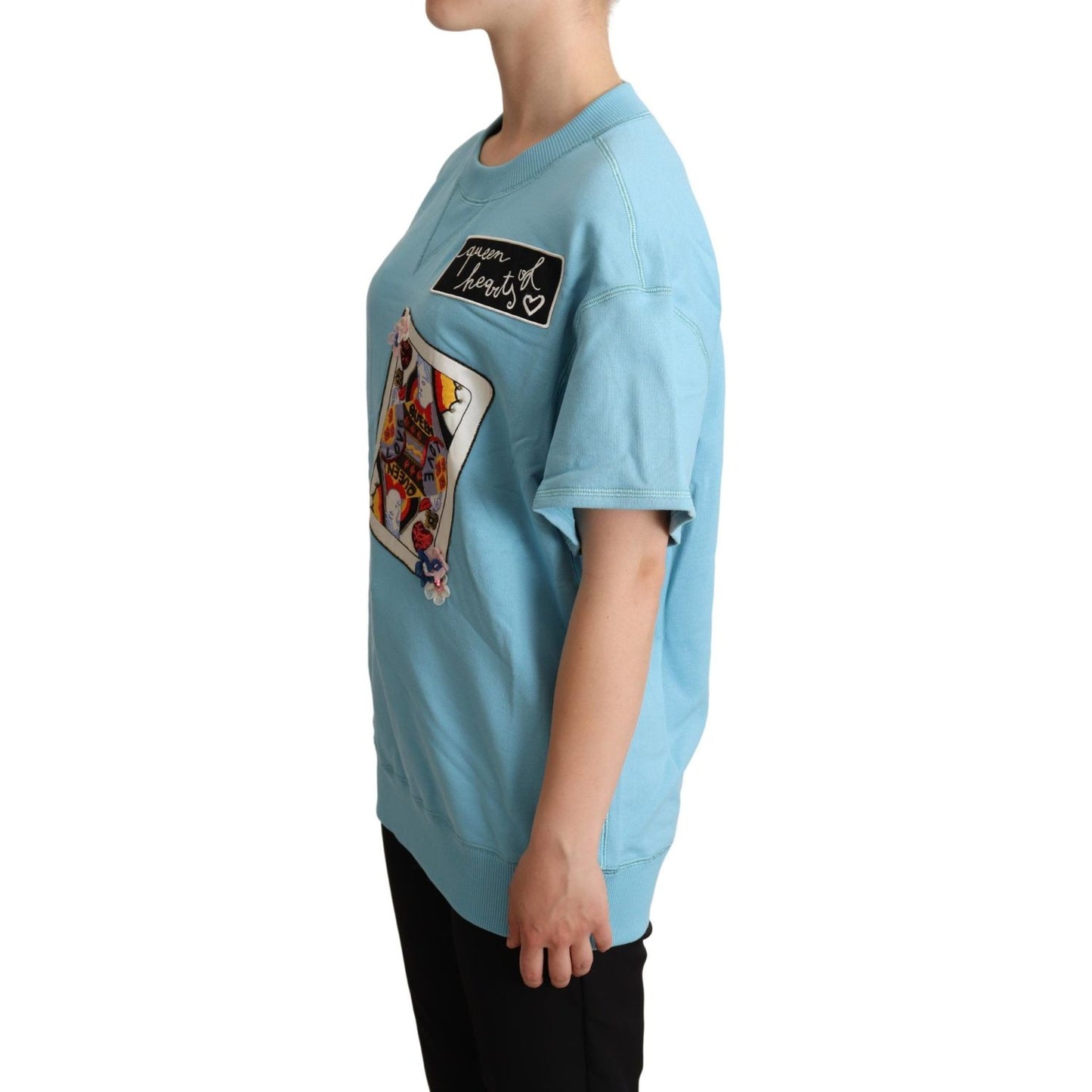 Dolce & Gabbana BLue Queen Of Hearts Card Sweater T-shirt