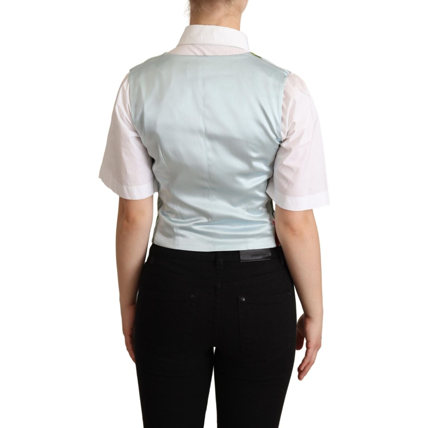 优雅花卉印花真丝背心