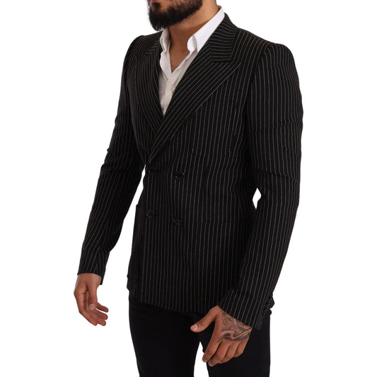 Dolce & Gabbana Black White Striped Slim Fit Coat Blazer JKT2847 -48