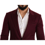 Dolce & Gabbana Maroon Cashmere Slim Fit Coat Jacket Blazer