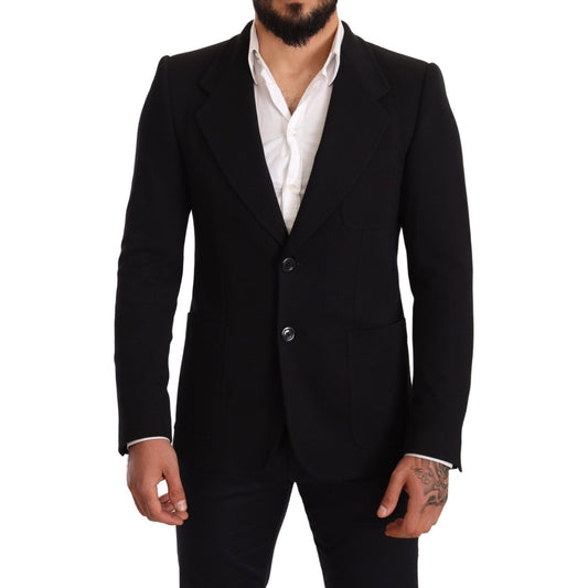 Dolce & Gabbana Black Cotton Slim Fit Coat Jacket Blazer JKT2852-48