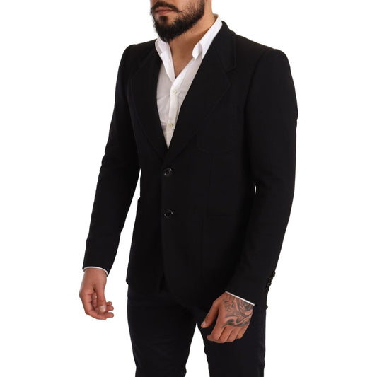 Dolce & Gabbana Black Cotton Slim Fit Coat Jacket Blazer JKT2852-48