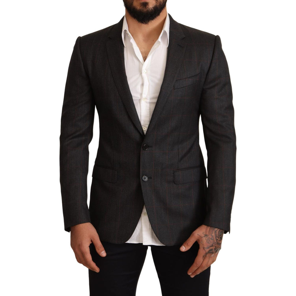 Dolce & Gabbana Gray Check Wool Slim Fit Blazer Jacket JKT2949-48