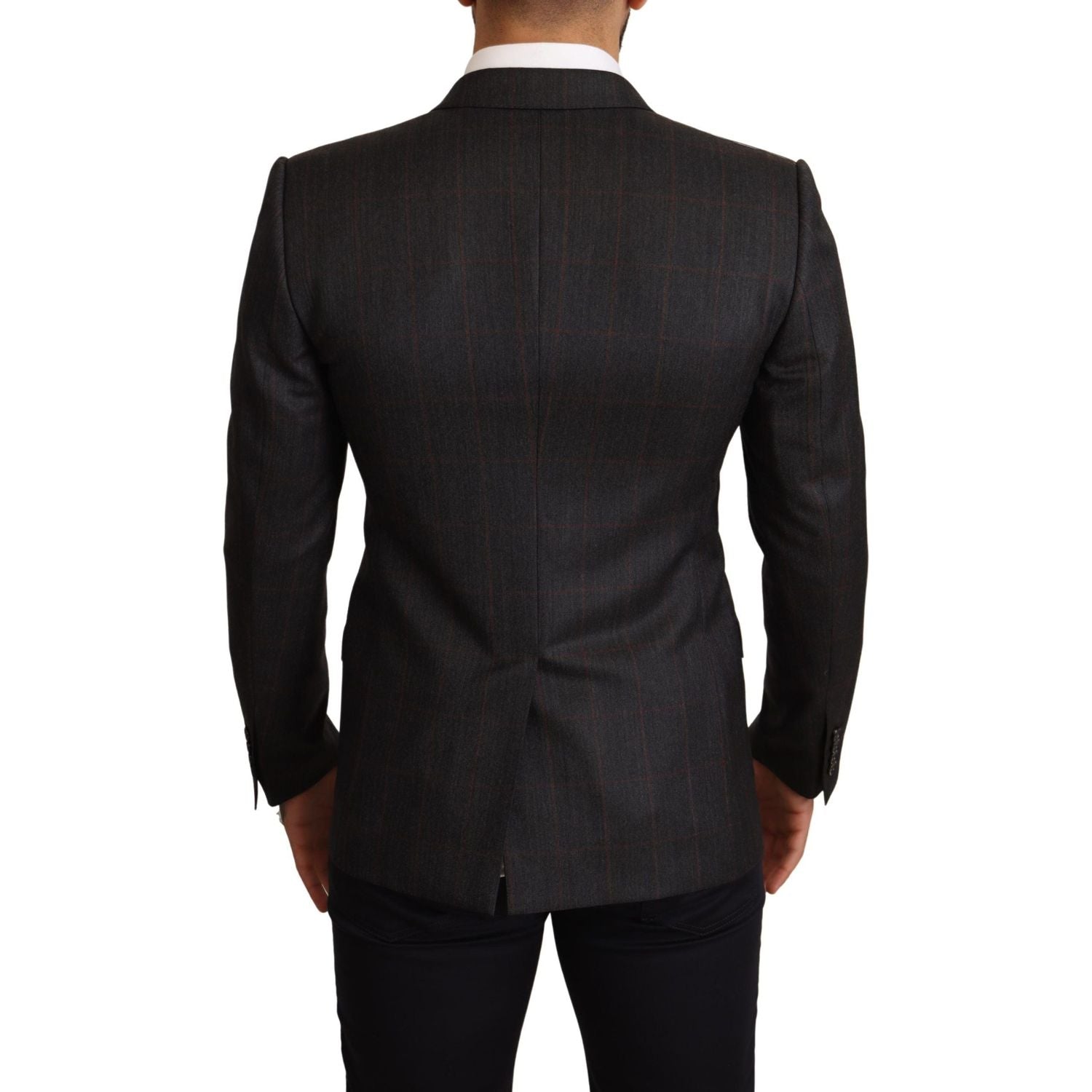 优雅灰色格纹马提尼西装外套