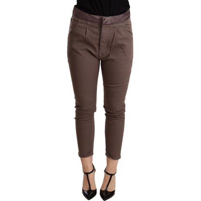 CYCLE Brown Mid Waist Cropped Skinny Stretch Trouser WOMAN TROUSERS
