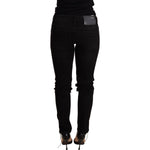 Acht Elegant Slim Fit Black Denim WOMAN TROUSERS Acht Black