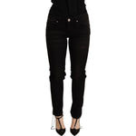 Acht Elegant Slim Fit Black Denim WOMAN TROUSERS Acht Black