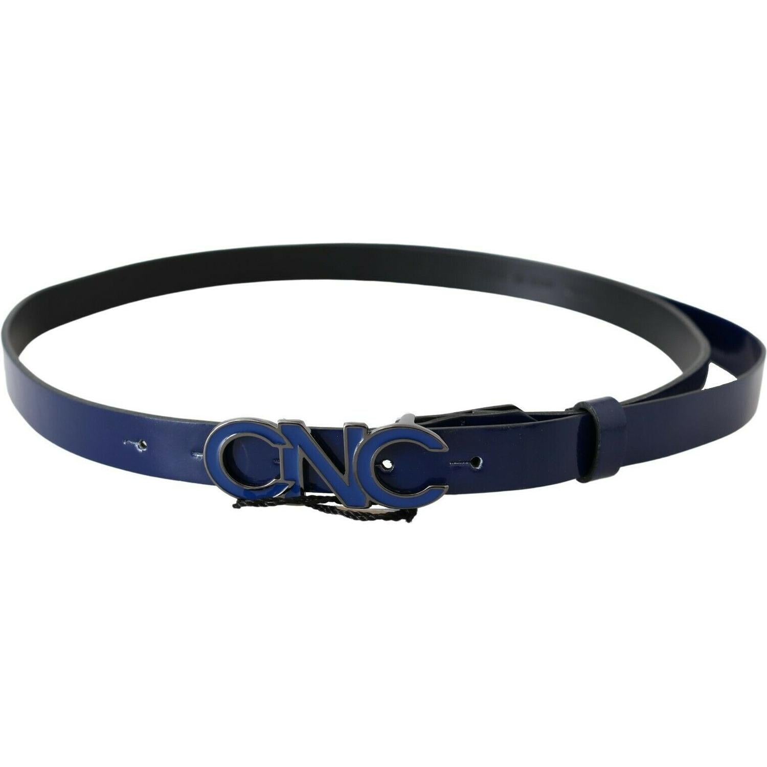Costume National Blue Leather Logo Skinny Fashion  Belt