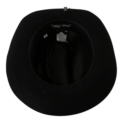 Dolce & Gabbana Black Lapin Amor Gignit Wide Brim Panama Hat WOMAN HATS