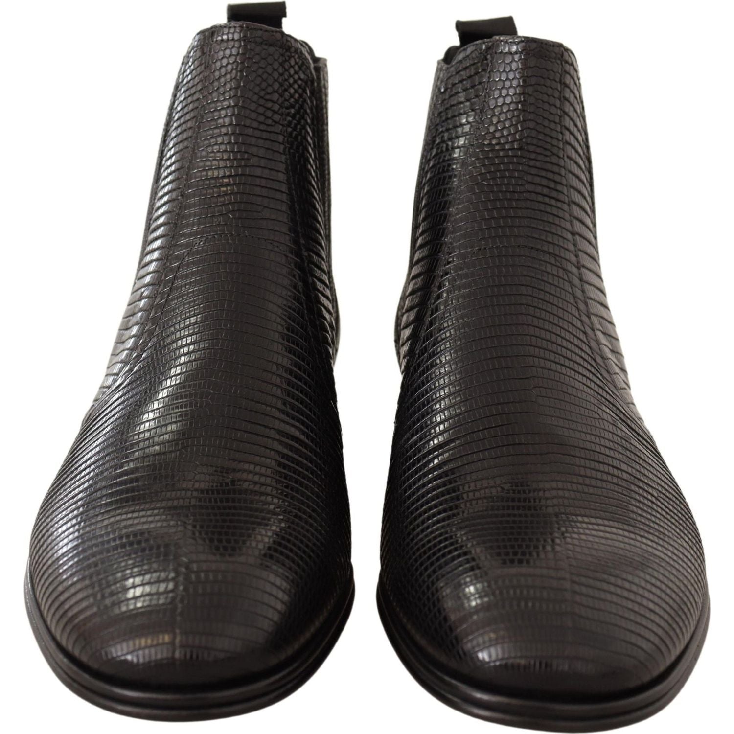 Dolce & Gabbana Black Leather Lizard Skin Ankle Boots
