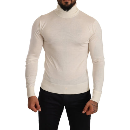 Dolce & Gabbana Cream Cashmere Turtleneck Pullover Sweater