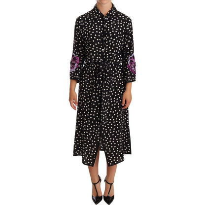 Dolce & Gabbana Black White Crystal Sequined Floral Dress WOMAN DRESSES