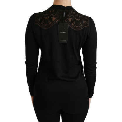 Dolce & Gabbana Black Lace Sweater Cardigan Sweater