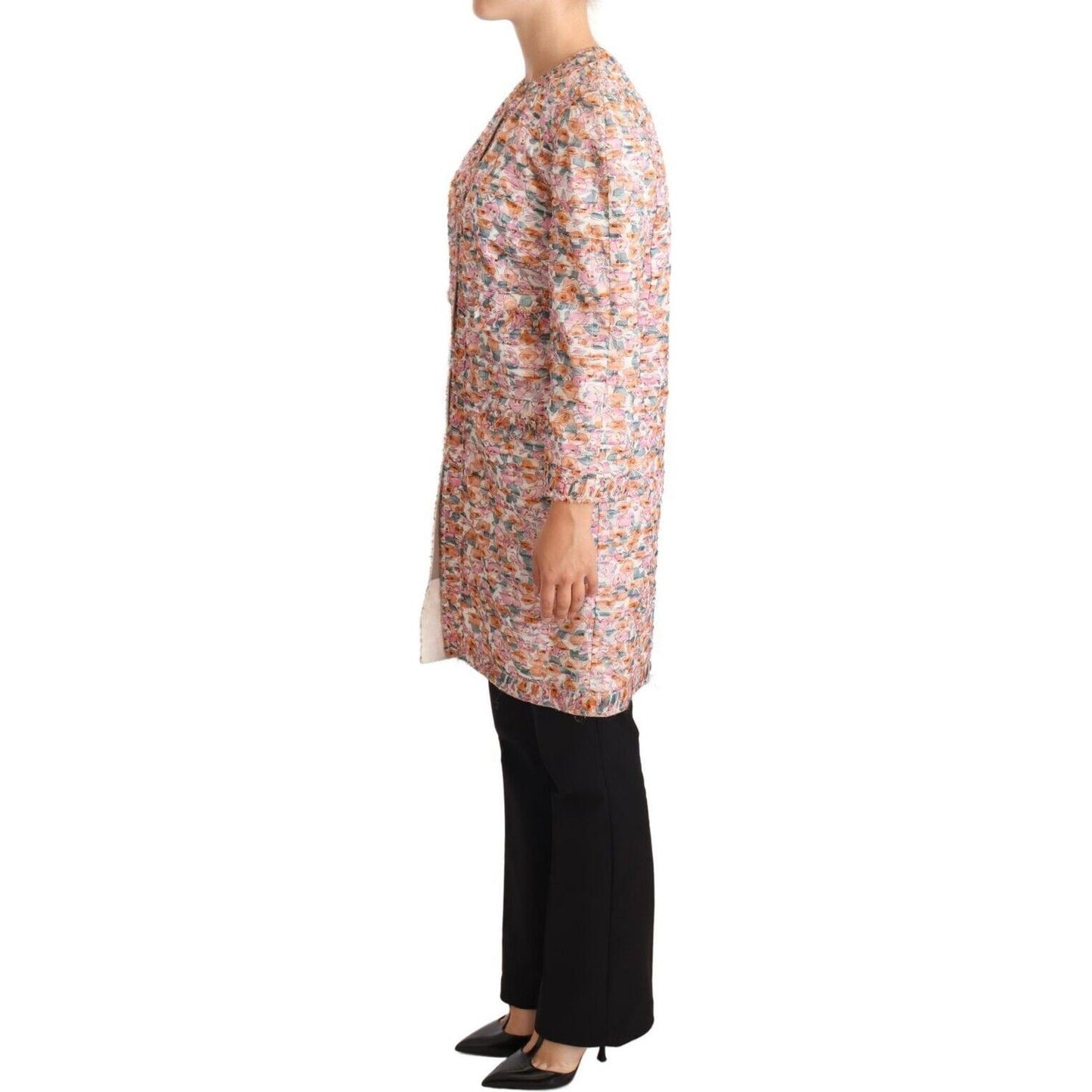 Dolce & Gabbana Multicolor Floral Print Silk Trench Coat Jacket WOMAN COATS & JACKETS