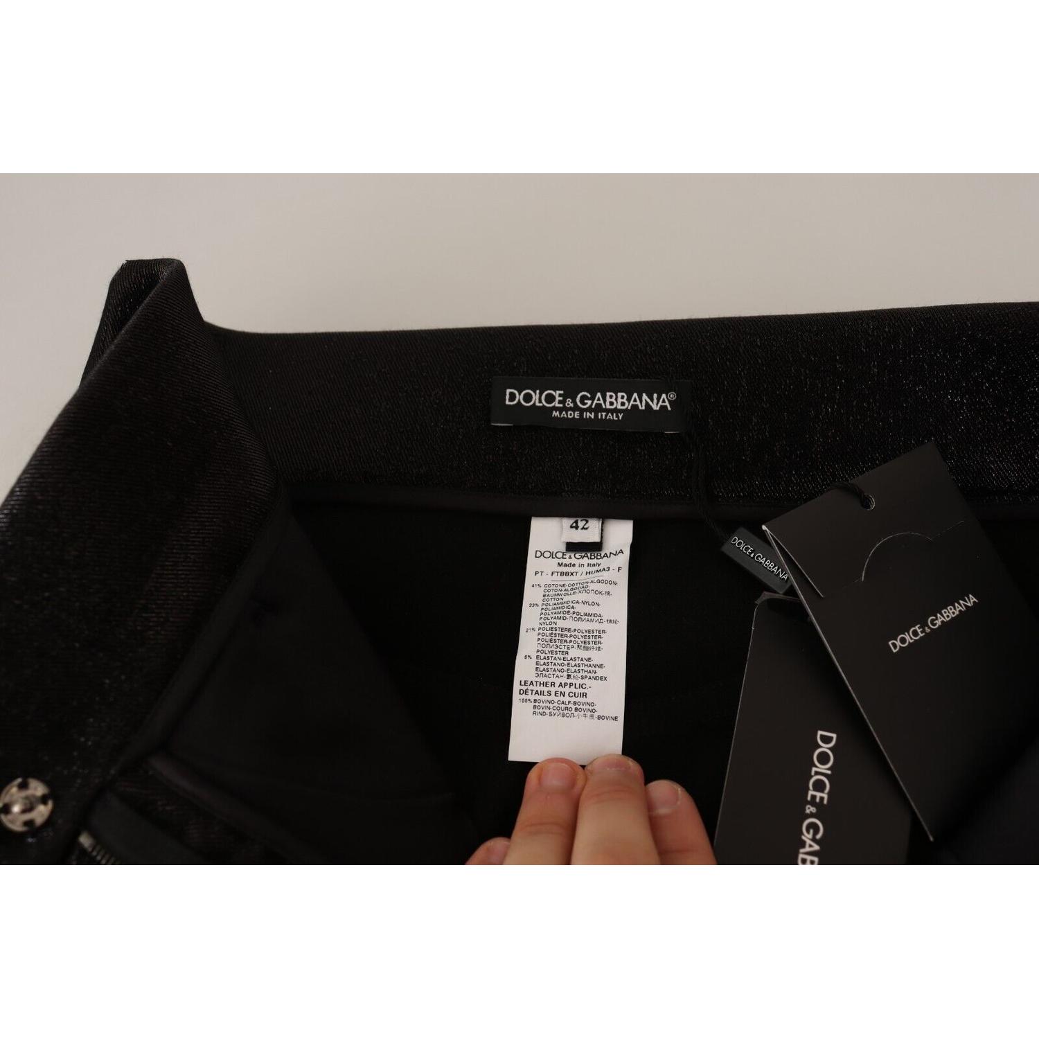 Dolce & Gabbana Black Silver Lurex Thread Cotton Stretch Pants