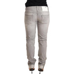 Acht Gray Tattered Cotton Slim Fit Folded Hem Women Denim Jeans PAN71793-26