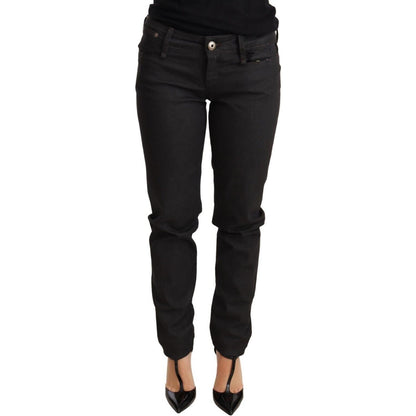 Ermanno Scervino Black Low Waist Skinny Slim Trouser Cotton Jeans Jeans & Pants