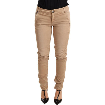 Ermanno Scervino Brown Low Waist Skinny Denim Trouser Cotton Jeans Jeans & Pants