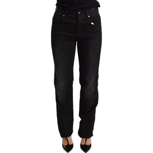 Ermanno Scervino Black Washed Straight Denim Trouser Cotton Jeans Jeans & Pants
