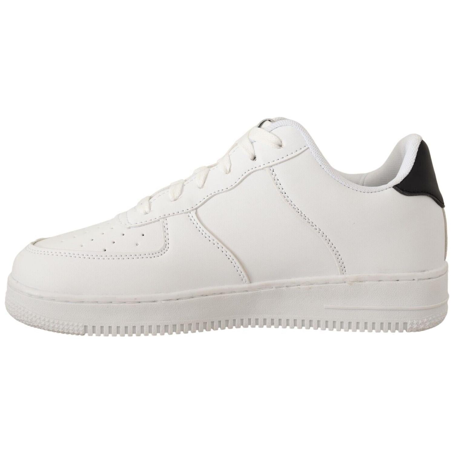 SIGNS White Leather Perforated Lace Up Sneakers Casual Men Shoes