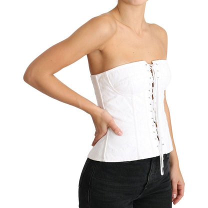 Dolce & Gabbana White PALERMO Bustier Cotton Top Corset WOMAN TOPS AND SHIRTS
