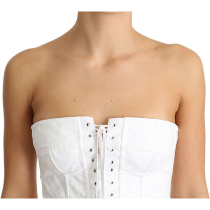 Dolce & Gabbana White PALERMO Bustier Cotton Top Corset WOMAN TOPS AND SHIRTS