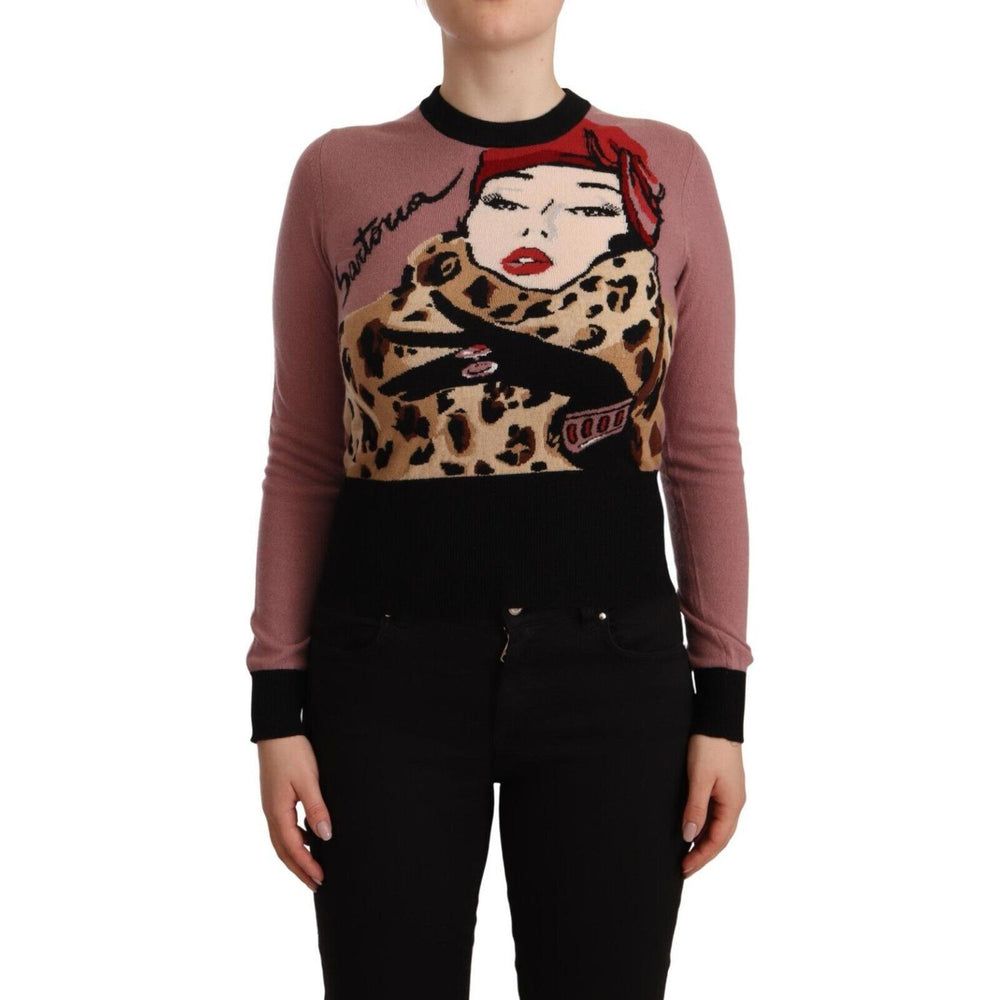 Dolce & Gabbana Pink Cashmere Crewneck Sartoria Pullover Sweater WOMAN SWEATERS