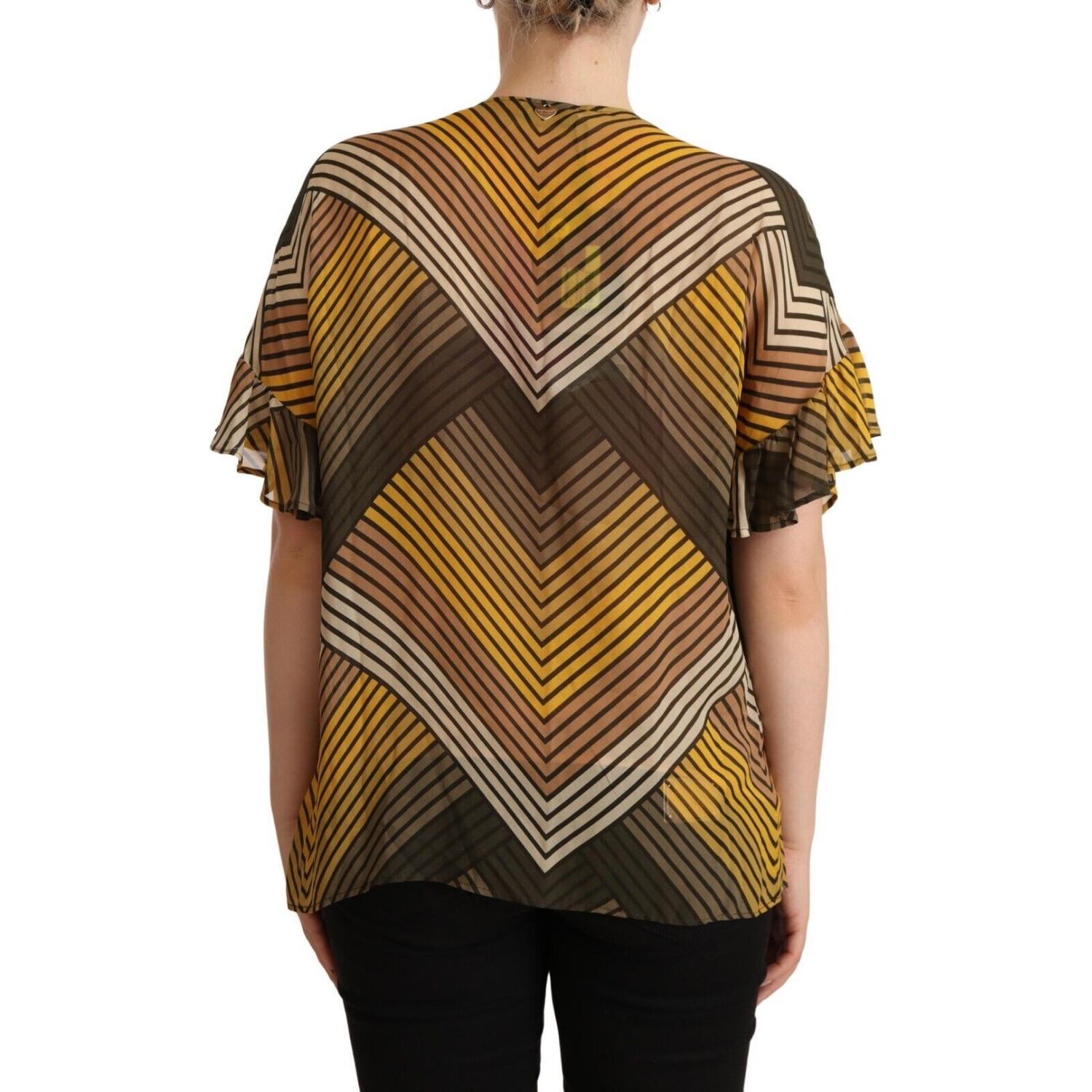 别致的多色条纹短袖衬衫