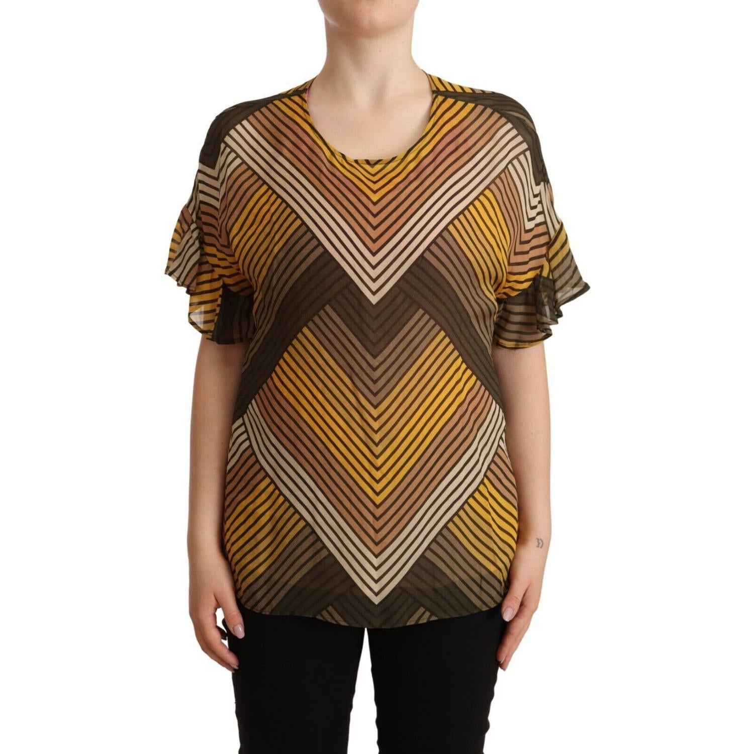 别致的多色条纹短袖衬衫