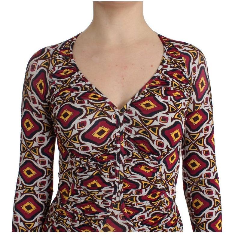 别致多色鸡尾酒 V 领连衣裙