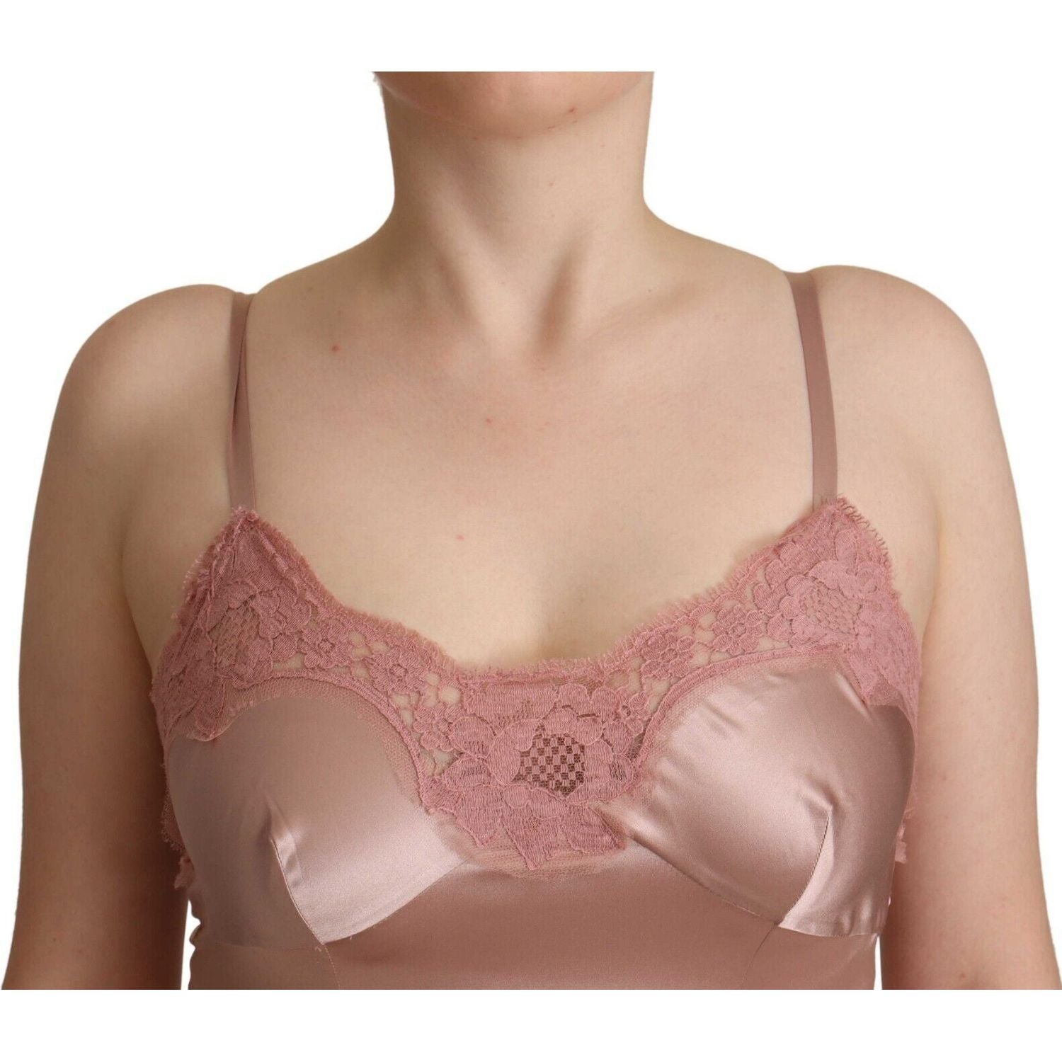 优雅粉色蕾丝长款紧身连衣裙