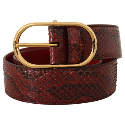 Dolce & Gabbana Red Exotic Leather Gold Oval Buckle Belt