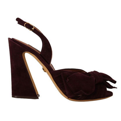 Dolce & Gabbana Dark Purple Suede Ankle Strap Sandals Shoes