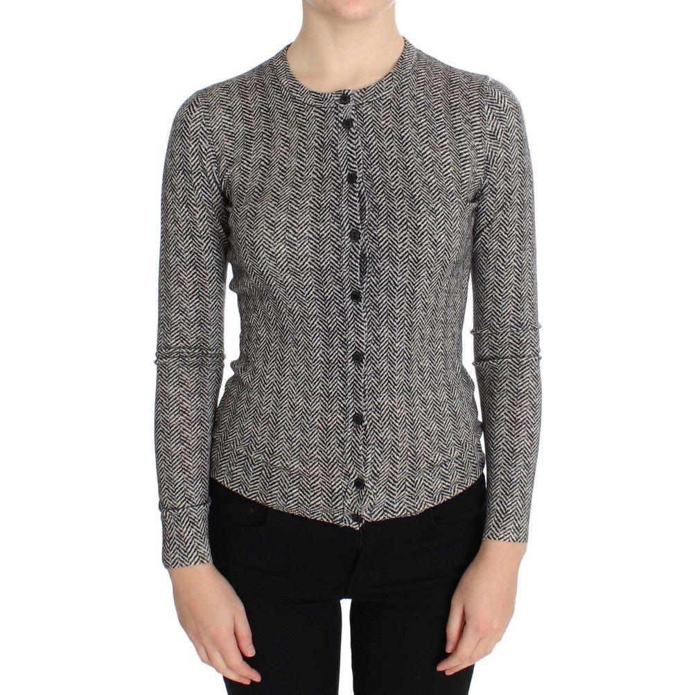 كارديجان صوف أنيق باللونين الأبيض والأسود من دولتشي آند غابانا