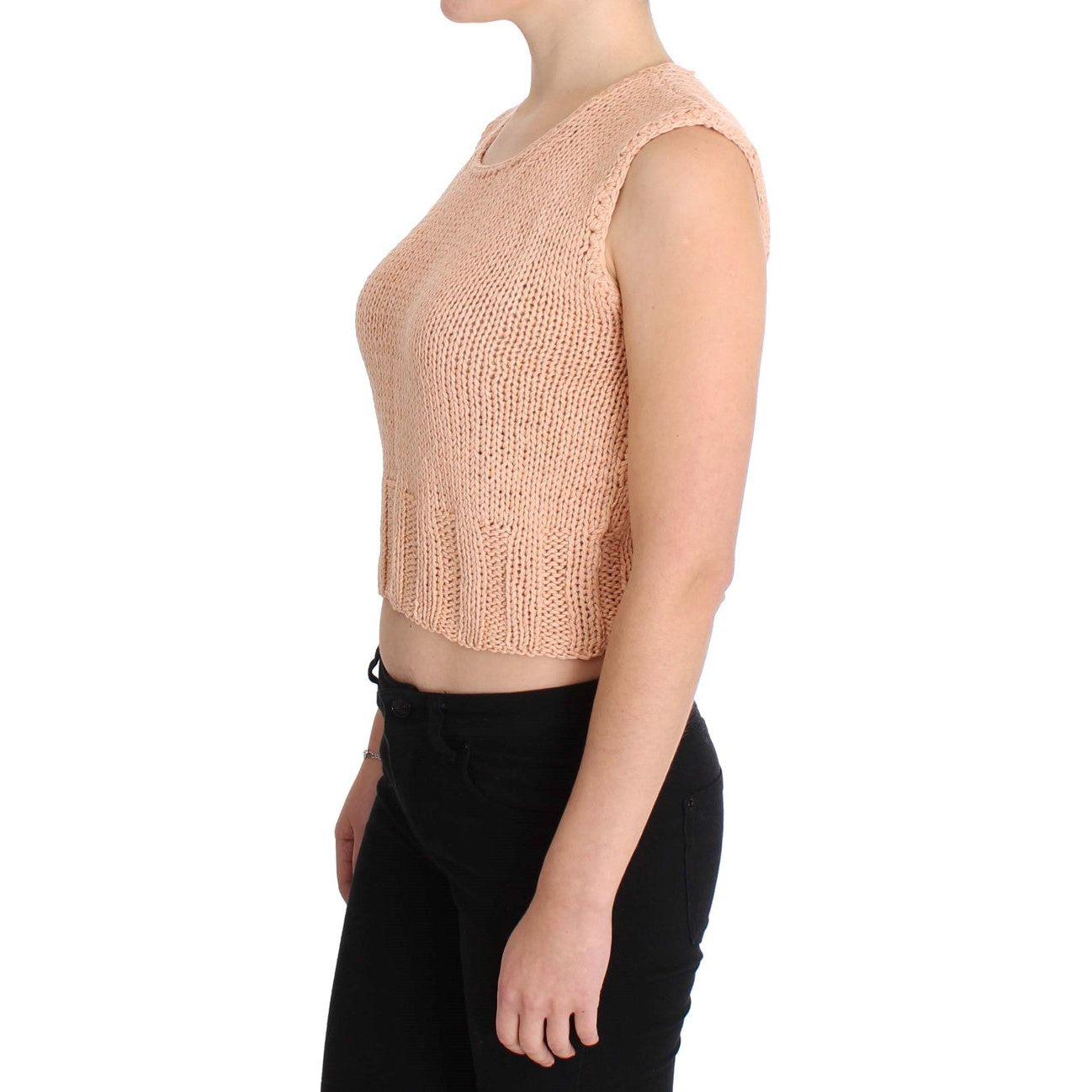 PINK MEMORIES Pink Cotton Blend Knitted Sleeveless Sweater