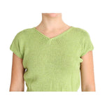 PINK MEMORIES Green Cotton Blend Knitted Sweater