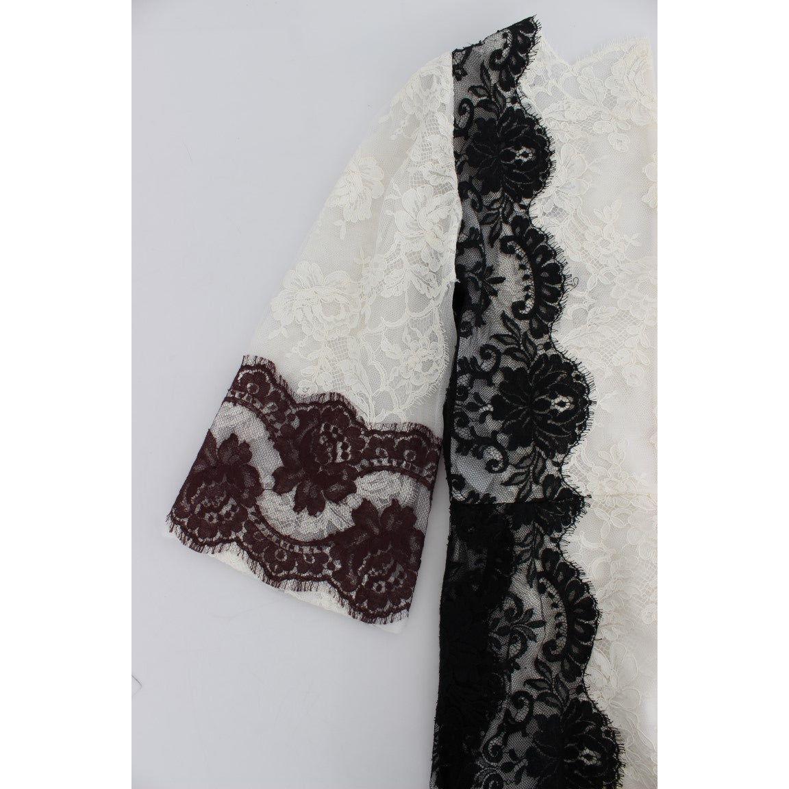 花卉蕾丝真丝混纺长连衣裙